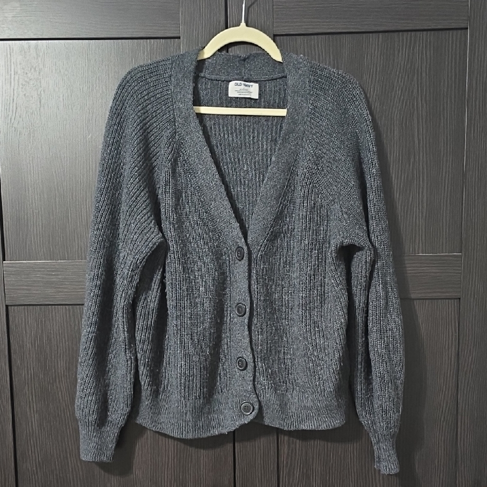 Old Navy Gray Cardigan Sweater Soft Knit V-Neck